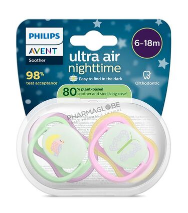 AVENT-SUCETTE-AIR-NIGHT-+6MOIS-OISEAU-PAPILLON-pharmaglobe.lu
