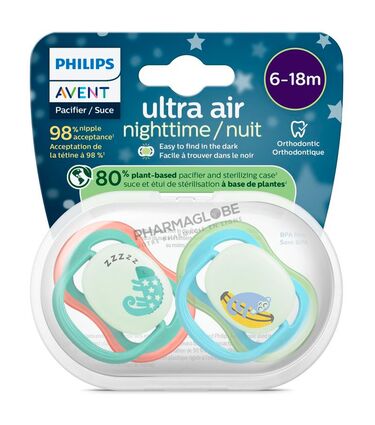 AVENT-SUCETTE-AIR-NIGHT-+6MOIS-SINGE-CAMALEON-pharmaglobe.lu