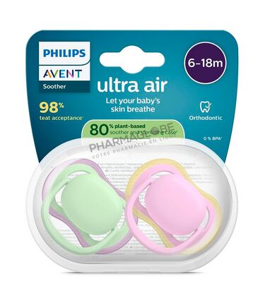 AVENT-SUCETTE-AIR-+6MOIS-ROSE-VERT-pharmaglobe.lu