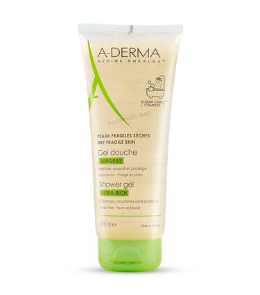 ADERMA-INDISP-NF-GEL-DOUCHE-SURGR-200ML-gel-douche-surgras-peaux-fragiles-seches-pharmaglobe