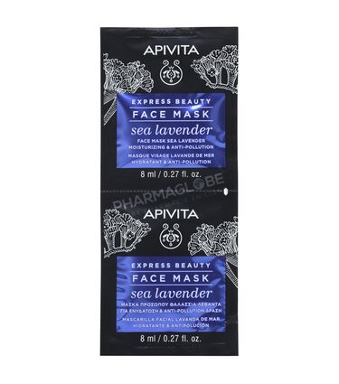 APIVITA-EXPRESS-HYDRATANT-LAVANDE-2x8ML-masque-visage-lavande-de-mer-hydratant-anti-pollution-2-unidoses-de-8ml-pharmaglobe