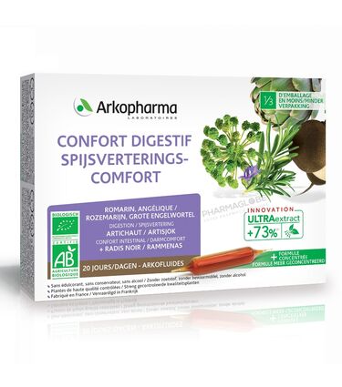 ARKOFLUIDE-CONFORT-DIGESTIF-BIO-20-AMPoules-arkopharma-romarin-angelique-artichaut-radis-noir-bio-20-jours-pharmaglobe