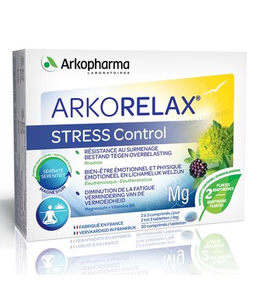 ARKORELAX-STRESS-CONTROL-30-CPR-Arkopharma-surmenage-bien-etre-emotionnel-physique-diminution-fatigue-30-comprimes-pharmaglobe