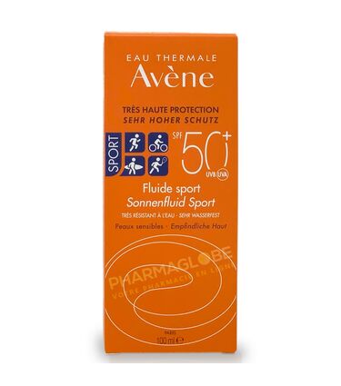 Avene-solaire-SPF-50-plus-fluide-sport-100-ml-tres-haute-protection-peaux-sensibles-tres-resistant-a-eau-pharmaglobe