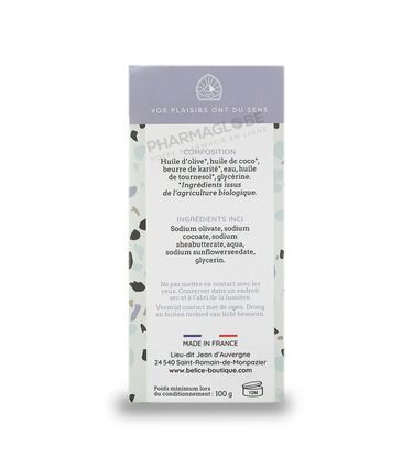 Belice-pure-nature-savon-a-froid-certifie-bio-visage-corps-sans-parfum-savon-en-pain-100g-ingredients-composition-pharmaglobe