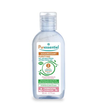 PURESSENTIEL-ASSAINISSANT-GEL-PEAUX-SENSIBLES-80-ML-antibacterien-mains-pharmaglobe