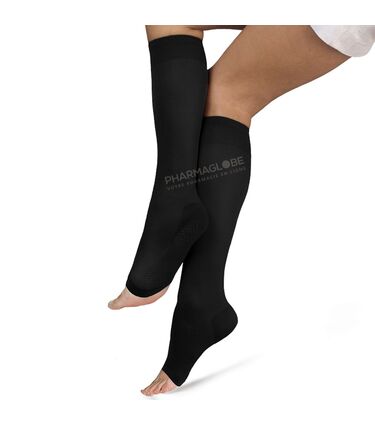 SOLIDEA-RELAX-UNISEX-Contention-CLasse-2-Pied-OUVert-NOIR-TAILLE-S-chaussettes-pharmaglobe