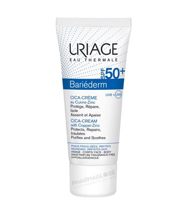URIAGE-BARIEDERM-CICA-CR-SPF50plus-T40ML-cica-creme-cuivre-zinc-protege-repare-isole-assainit-apaise-peaux-fragiles-irritees-visage-corps-pharmaglobe