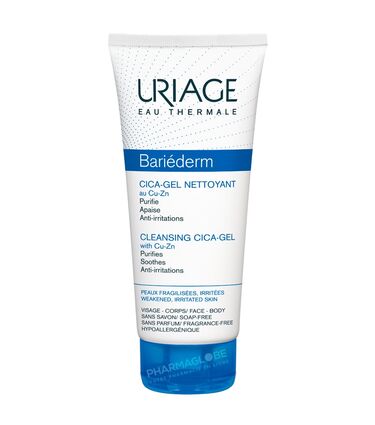 URIAGE-BARIEDERM-CICA-GEL-NETTOYANT-200ml-au-cuivre-zinc-purifie-apaise-anti-irritations-peaux-fragilisees-irritees-visage-corps-pharmaglobe