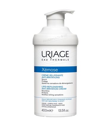 URIAGE-XEMOSE-400-ML-creme-relipidante-anti-irritations-nourrit-protege-apaise-demangeaisons-peaux-tres-seches-tendance-atopique-visage-corps-pharmaglobe