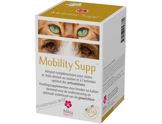 MILOA-MOBILITY-SUPP-60-COMPRIMES-VETERINAIRE-complement-alimentaire-articulations-chien-chat-boite-pharmaglobe.lu