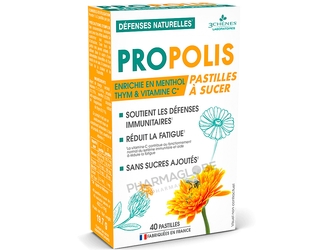 3-CHENES-PROPOLIS-40-PASTILLES-A-SUCER-reduit-fatigue-soutient-defenses-immunitaires-pharmaglobe.lu