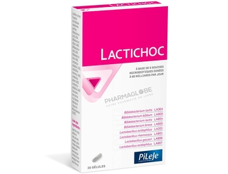 LACTICHOC-20-CAPSULES-Pileje-8-souches-microbiotiques-pharmaglobe.lu