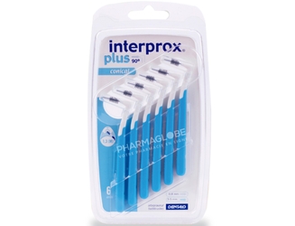 INTERPROX-plus-6-BROSSETTES-INTERDENTAIRES-CONIQUE-bleues-espace-interdentaire-1.3-mm-ref-1150-nettoyage-optimal-entre-dents-pharmaglobe.lu