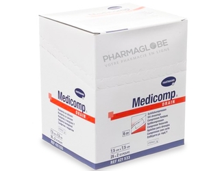 MEDICOMP-DRAIN-7,5-par-7,5-CM-boite-de-25-fois-2-compresses-stériles-non-tissees-fendues-pharmaglobe.lu