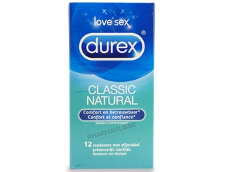 DUREX-CLASSIC-NATURAL-12-PRESERVATIFS-lubrifies-confort-confiance-pharmaglobe.lu