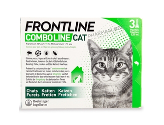 FRONTLINE-COMBO-LINE-CAT-SPOT-ON 3-PIPETTES-elimine-puces-anti-tiques-chat-pharmaglobe.lu