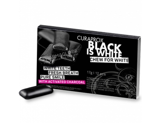 CURAPROX-BLACK-IS-WHITE-CHEWING-GUM-par-12-avec-charbon-actif-dents-blanches-pharmaglobe.lu