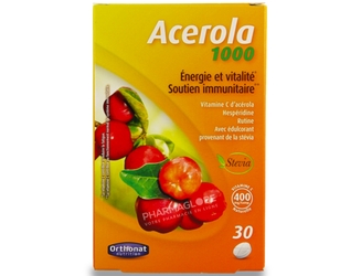 ACEROLA-1000-30-Comprimes-NF-ORTHONAT-Trenker-energie-vitalite-vitamine-C-pharmaglobe.lu