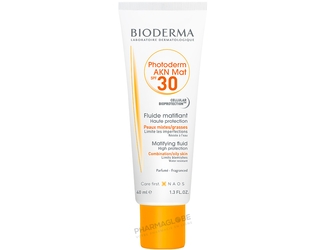 BIODERMA-PHOTODERM-AKN-MAT-SPF-30-40ML-fluide-matifiant-haute-protection-solaire-peaux-mixtes-grasses-resiste-a-eau-limiter-imperfections-pharmaglobe.lu