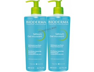 BIODERMA-SEBIUM-GEL-MOUSSANT-2-flacons-500-ML-promo-duopack-nettoyer-purifier-peau-mixte-grasse-pharmaglobe.lu
