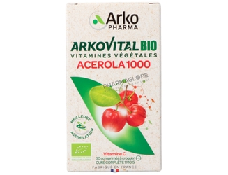 ARKOVITAL-ACEROLA-1000-BIO-30-Comprimes-Arkopharma-vitamine-C-vegetale-comprimes-a-croquer-pharmaglobe.lu