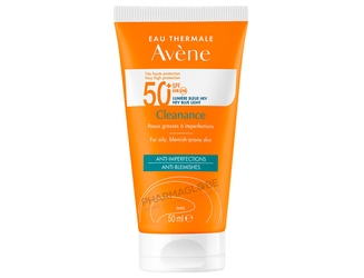 AVENE-CLEANANCE-SOLAIRE-SPF50+-50ML-creme-solaire-peau-grasse-avec-imperfection-pharmaglobe.lu