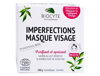 BIOCYTE-IMPERFECTIONS-MASQUE-VISAGE-BIO-100G-purifier-apaiser-savon-lait-anesse-pharmaglobe.lu