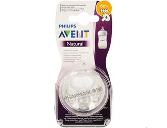 Philips-Avent-2-Tétines-Natural-2.0-Fast-4-Trous-tetines-debit-rapide-pharmaglobe,lu