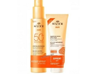 nuxe-sun-duo-spray-solare-spf-50-15ml-shampooing-douche-apres-soleil-100ml-pharmaglobe.lu