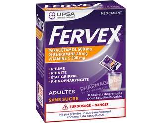 FERVEX-SANS-SUCRE-ADULTES-8-SACHETS-rhume-rhinite-etat-grippal-rhinopharyngite-paracetamol-pheniramine-vitamine-C-pharmaglobe.lu