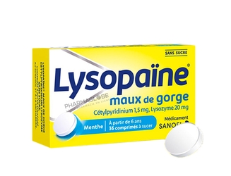 LYSOPAINE-2 -tubes-de-18-Comprimes-a-sucer-maux-de-gorge-pharmaglobe.lu
