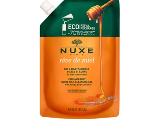 nuxe-reve-de-miel-recharge-gel-lavant-surgras-visage-corps-sachet-400ml-douche-peaux-seches-sensibles-pharmacie-pharmaglobe.lu
