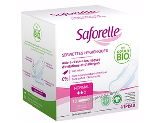 saforelle-serviettes-hygieniques-jour-coton-bio-boite-10-pieces-iprad-super-absorbant-sans-synthetique-parfum-pharmaglobe.lu