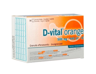 D-vital-Orange-500 mg/440-UI-30-Sachets-Will-Pharma-calcium-et-vitamine-D-pharmaglobe.lu