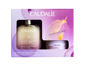 CAUDALIE-COFFRET-NOEL-Huile-de-SOIN-Lissage-et-Glow-corps-cheveux-decollete-nutrition-corps-pharmaglobe.lu