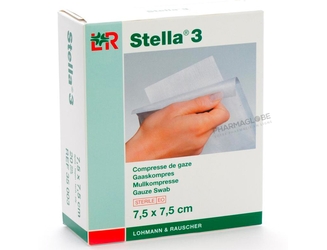 STELLA-COMPRESSES-DE-GAZE-3/1-7,5-par-7,5-CM 20-PIECES-35003-pharmaglobe.lu