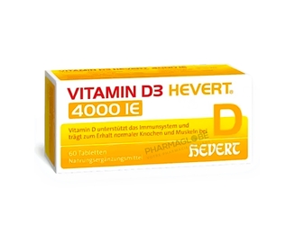 Vitamin-D3-Hevert-4000-IE-60-Comprimés-Système-immunitaire-Os-Vitalité-pharmaglobe.lu