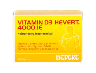 Vitamin-D3-Hevert-4000-IE-90-Comprimés-Système-immunitaire-Os-Vitalité-vitamine-D-pharmaglobe.lu