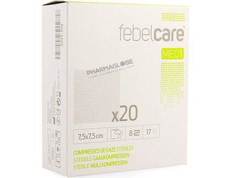 COMPRESSE-FEBELCARE-STERILE-7,5-poar-7,5-CM-20-compresses-steriles-pharmaglobe.lu