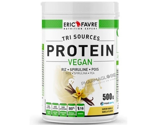 Protein-Vegan-Protéines-Végétales-Tri-Source-Vanille-Pot-500-g-Eric-Favre-Riz-Spiruline-Pois-nutrition-sport-musculation-pharmaglobe.lu
