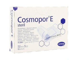 COSMOPOR-E-7.2-par-5-CM-10-COMPRESSES-Hartmann-pansement-couvrant-adhesif-sterile-pharmaglobe.lu