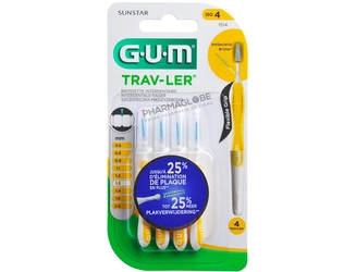 GUM-TRAV-LER-1514-LOT-DE-4-BROSSETTES-INTERDENTAIRES-1,3MM-pharmaglobe.lu