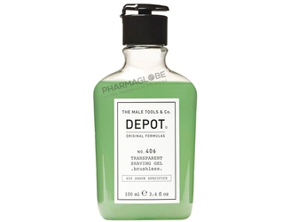 Depot-No-406-Transparent-Shaving-Gel-Brushless-Flacon-100ml-Gel-de-Rasage-Non-Moussant-pharmaglobe.lu
