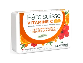 Pâte-Suisse-Vitamine-C-40-Gommes-à-Sucer-Sans-Sucre-Lehning -Aide-à-Réduire-la-Fatigue-pharmaglobe.lu