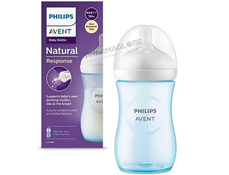 Philips-Avent-Natural-Biberon-260-ml-Bleu-Tétine-à-Réponse-Naturelle-pharmaglobe.lu