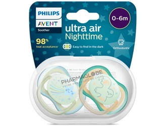 Philips-Avent-Sucette-Ultra-Air-Nighttime-0-6-Mois-Etoile-&-Hibou-2-Pièces-pharmaglobe.lu