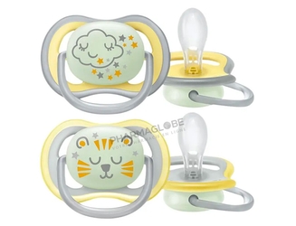 Philips-Avent-Sucette-Ultra-Air-Nighttime-+18-Mois-Neutral-2-Pièces-nuage-tigre-jaune-gris-pharmaglobe.lu