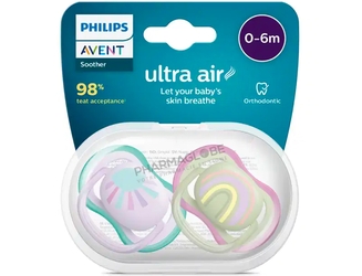 Philips-Avent-Sucette-Ultra-Air-Orthodontiques-+0-Mois-Fille-soleil-et-arc-en-ciel-pharmaglobe.lu