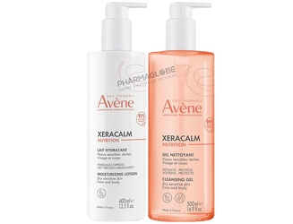 Avène-XeraCalm-Nutrition-Lait-Hydratant-Visage-et-Corps-Flacon-Pompe-400ml-plus-Gel-Nettoyant-Flacon-Pompe-500ml-pharmaglobe.lu